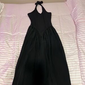 Elegant Black Halter Neck Dress